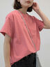 【USAコットン】Tシャツ（オフホワイト/ブラック/ピンク/ダークブラウン/グリーン/サックスブルー）｜Samansa Mos2（サマンサ モスモス）通販