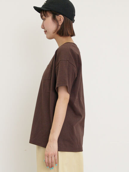 【USAコットン】Tシャツ（オフホワイト/ブラック/ピンク/ダークブラウン/グリーン/サックスブルー）｜Samansa Mos2（サマンサ モスモス）通販