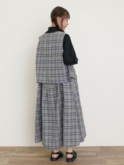 【Cross×Linen】ジャンスカ（ブラック/レッド/ベージュ/グリーン/ネイビー）｜Samansa Mos2（サマンサ モスモス）通販