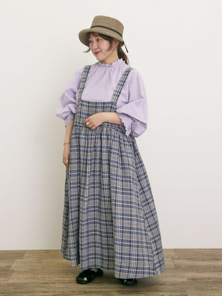 【Cross×Linen】ジャンスカ（ブラック/レッド/ベージュ/グリーン/ネイビー）｜Samansa Mos2（サマンサ モスモス）通販
