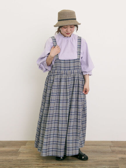 【Cross×Linen】ジャンスカ（ブラック/レッド/ベージュ/グリーン/ネイビー）｜Samansa Mos2（サマンサ モスモス）通販