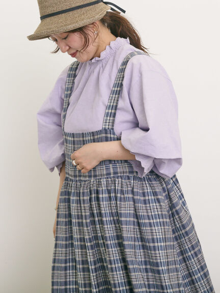 【Cross×Linen】ジャンスカ（ブラック/レッド/ベージュ/グリーン/ネイビー）｜Samansa Mos2（サマンサ モスモス）通販