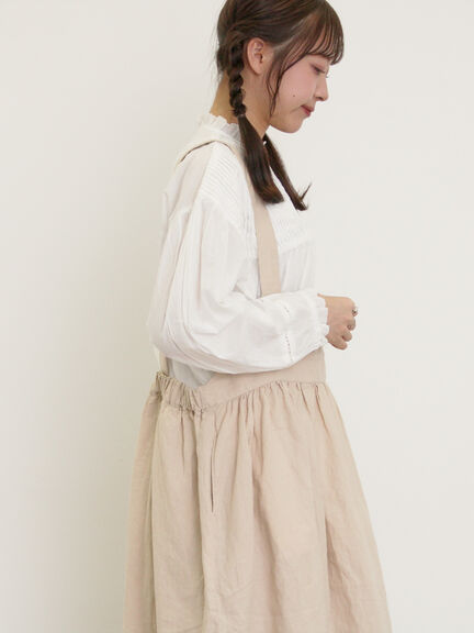 【Cross×Linen】ジャンスカ（ブラック/レッド/ベージュ/グリーン/ネイビー）｜Samansa Mos2（サマンサ モスモス）通販