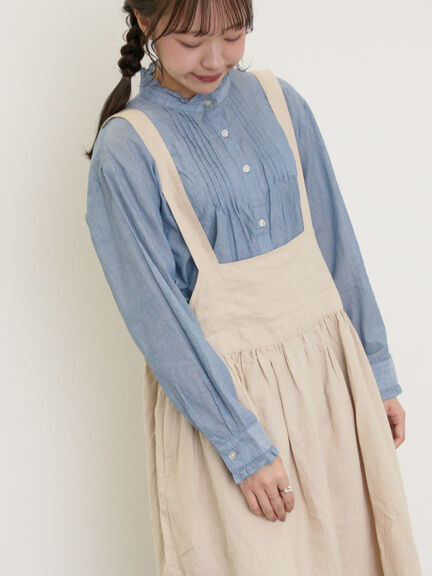 【Cross×Linen】ジャンスカ（ブラック/レッド/ベージュ/グリーン/ネイビー）｜Samansa Mos2（サマンサ モスモス）通販