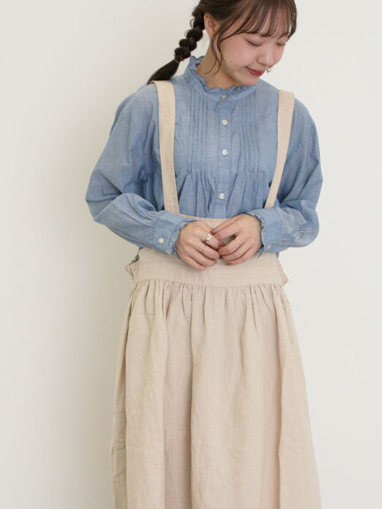【Cross×Linen】ジャンスカ（ブラック/レッド/ベージュ/グリーン/ネイビー）｜Samansa Mos2（サマンサ モスモス）通販