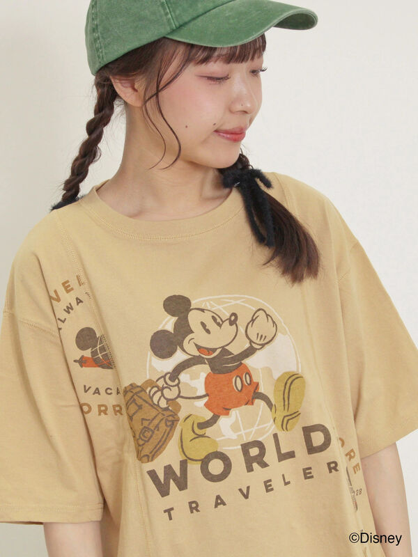 【Disney】ミッキー&フレンズ/パッチワークTシャツ（ベージュ）｜Samansa Mos2（サマンサ モスモス）通販