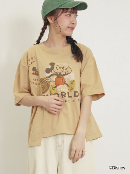 【Disney】ミッキー&フレンズ/パッチワークTシャツ（ベージュ/ミント/ブルー）｜Samansa Mos2（サマンサ モスモス）通販