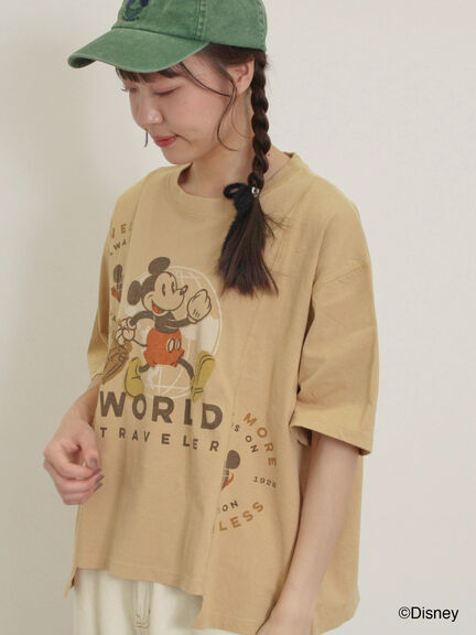 【Disney】ミッキー&フレンズ/パッチワークTシャツ（ベージュ/ミント/ブルー）｜Samansa Mos2（サマンサ モスモス）通販