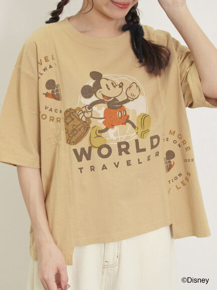 【Disney】ミッキー&フレンズ/パッチワークTシャツ（ベージュ/ミント/ブルー）｜Samansa Mos2（サマンサ モスモス）通販