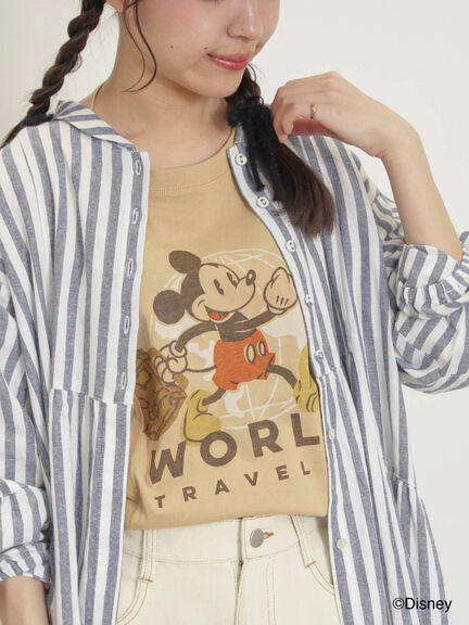 【Disney】ミッキー&フレンズ/パッチワークTシャツ（ベージュ/ミント/ブルー）｜Samansa Mos2（サマンサ モスモス）通販