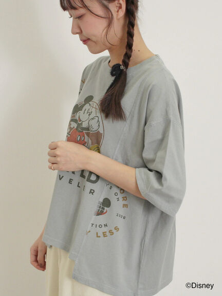【Disney】ミッキー&フレンズ/パッチワークTシャツ（ベージュ/ミント/ブルー）｜Samansa Mos2（サマンサ モスモス）通販