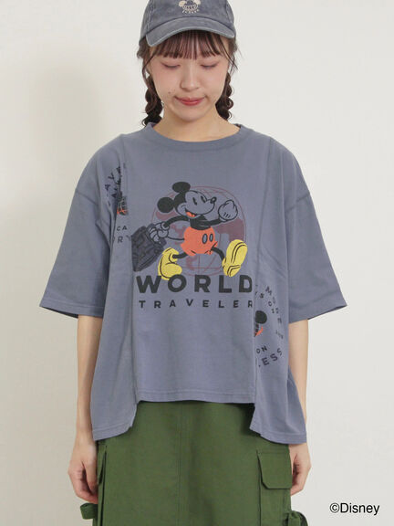 【Disney】ミッキー&フレンズ/パッチワークTシャツ（ベージュ/ミント/ブルー）｜Samansa Mos2（サマンサ モスモス）通販