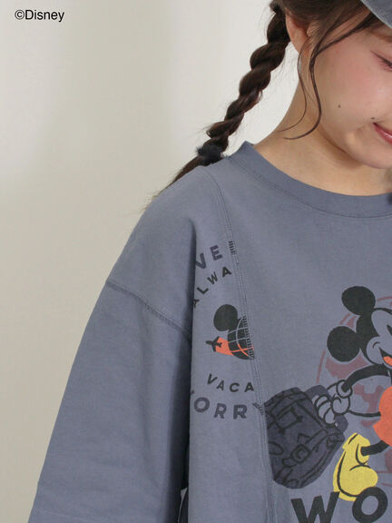 【Disney】ミッキー&フレンズ/パッチワークTシャツ（ベージュ/ミント/ブルー）｜Samansa Mos2（サマンサ モスモス）通販