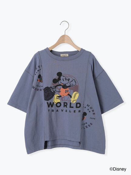 【Disney】ミッキー&フレンズ/パッチワークTシャツ（ベージュ/ミント/ブルー）｜Samansa Mos2（サマンサ モスモス）通販