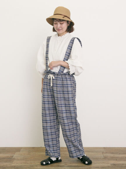 【Cross×Linen】サス付パンツ（ブラック/ベージュ/グリーン/ネイビー）｜Samansa Mos2（サマンサ モスモス）通販