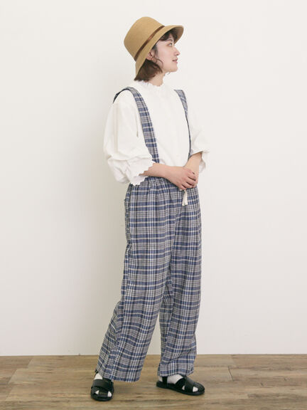 【Cross×Linen】サス付パンツ（ブラック/ベージュ/グリーン/ネイビー）｜Samansa Mos2（サマンサ モスモス）通販