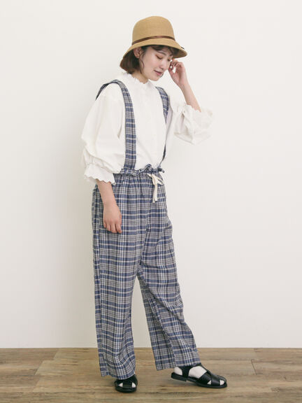 【Cross×Linen】サス付パンツ（ブラック/ベージュ/グリーン/ネイビー）｜Samansa Mos2（サマンサ モスモス）通販