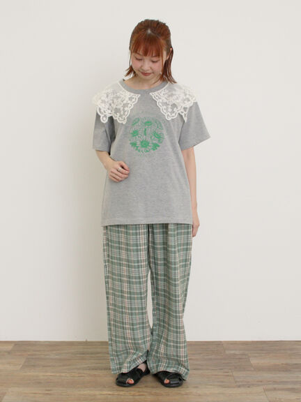 【Cross×Linen】サス付パンツ（ブラック/ベージュ/グリーン/ネイビー）｜Samansa Mos2（サマンサ モスモス）通販
