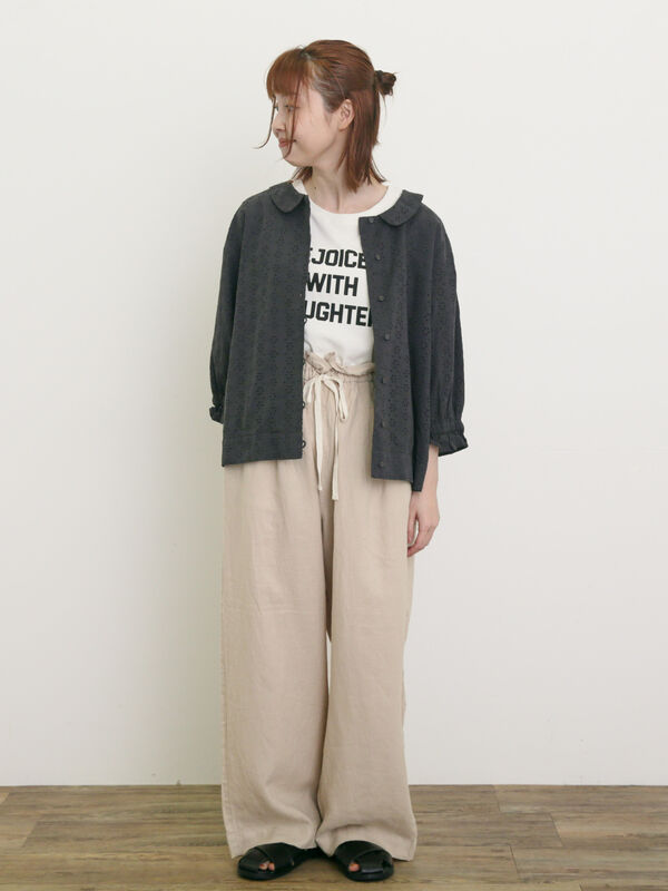 Cross×Linen】サス付パンツ(ブラック/ベージュ/グリーン Cross×Linen】サス付パンツ(ブラック/ベージュ/グリーン