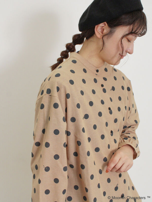 セール】 【MOOMIN×Samansa Mos2】リトルミイドット柄シャツ（ブラック