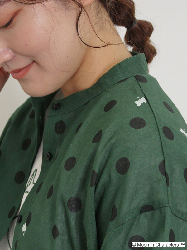 セール】 【MOOMIN×Samansa Mos2】ムーミンドット柄シャツ（グリーン