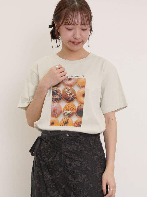 [リサイクルコットン]柄アソートTシャツ（オフホワイト/チャコールグレー/ミント/キナリ）｜Samansa Mos2（サマンサ モスモス）通販