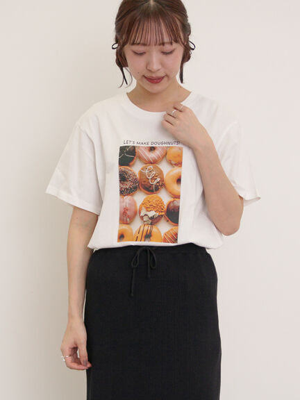 [リサイクルコットン]柄アソートTシャツ（オフホワイト/チャコールグレー/ミント/キナリ）｜Samansa Mos2（サマンサ モスモス）通販