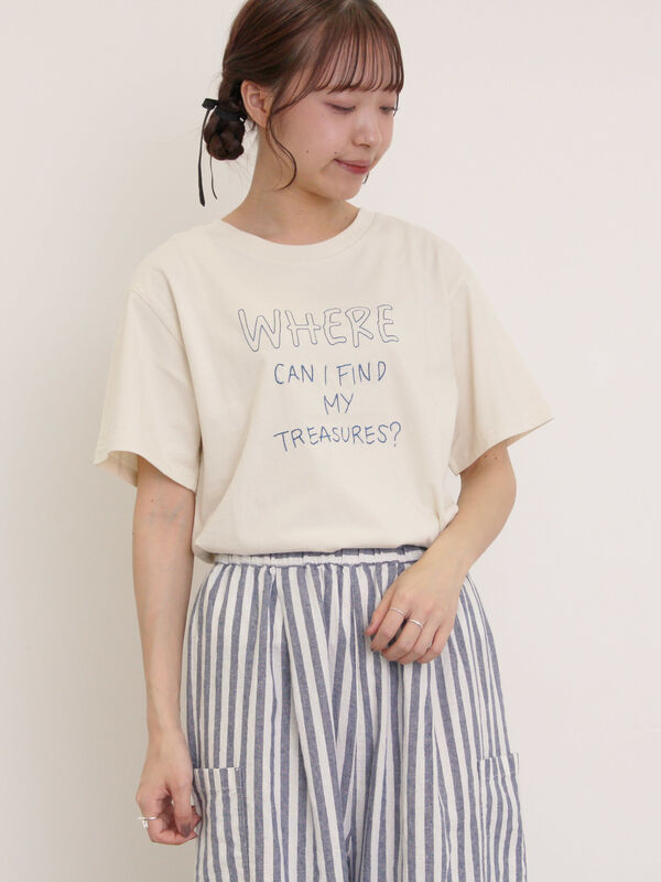 セール】 [リサイクルコットン]柄アソートTシャツ（オフホワイト