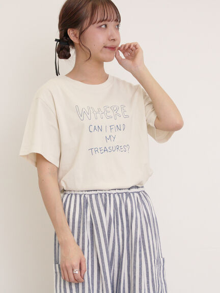 [リサイクルコットン]柄アソートTシャツ（オフホワイト/チャコールグレー/ミント/キナリ）｜Samansa Mos2（サマンサ モスモス）通販