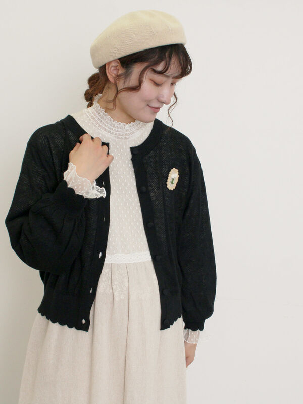 セール】 【ゆべし×Samansa Mos2】ブローチ付2WAYニット（グレー