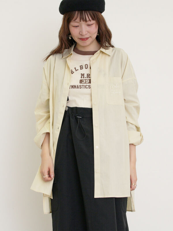セール】 ルーズシルエットシャツ（オフホワイト/ブラック