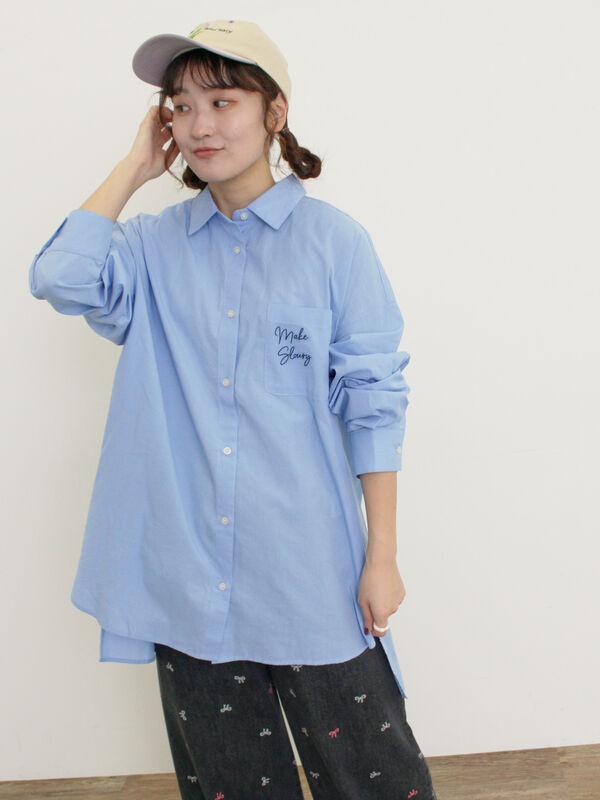 セール】 ルーズシルエットシャツ（オフホワイト/ブラック