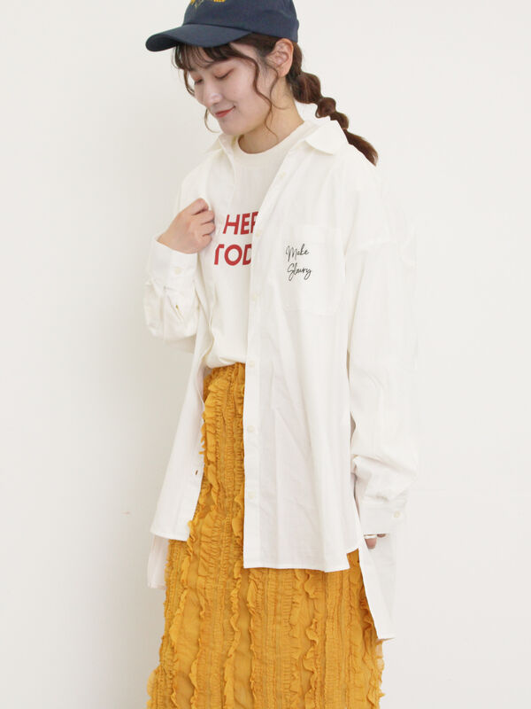 セール】 ルーズシルエットシャツ（オフホワイト/ブラック