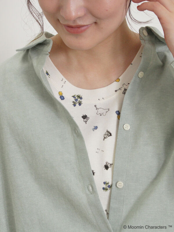 セール】 【MOOMIN×Samansa Mos2】ワッフル総柄ノースリーブ（ピンク