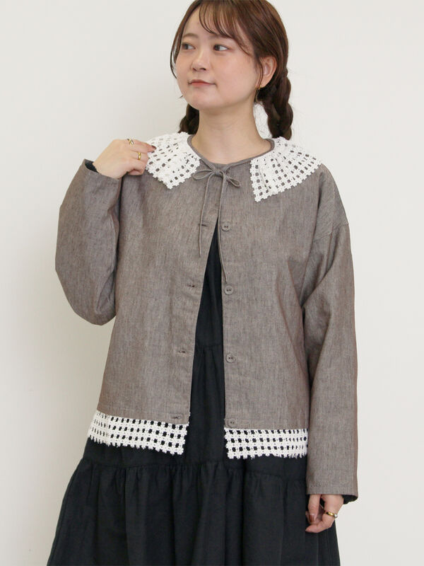 セール】 【ゆべし×Samansa Mos2】襟取り外しブラウス（グレー