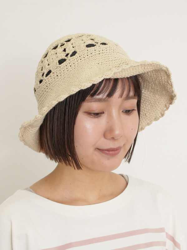 smoothmood ニットハット 帽子 セール】 モチーフニットハット（ブラック/キナリ/アクセサリー/ハット