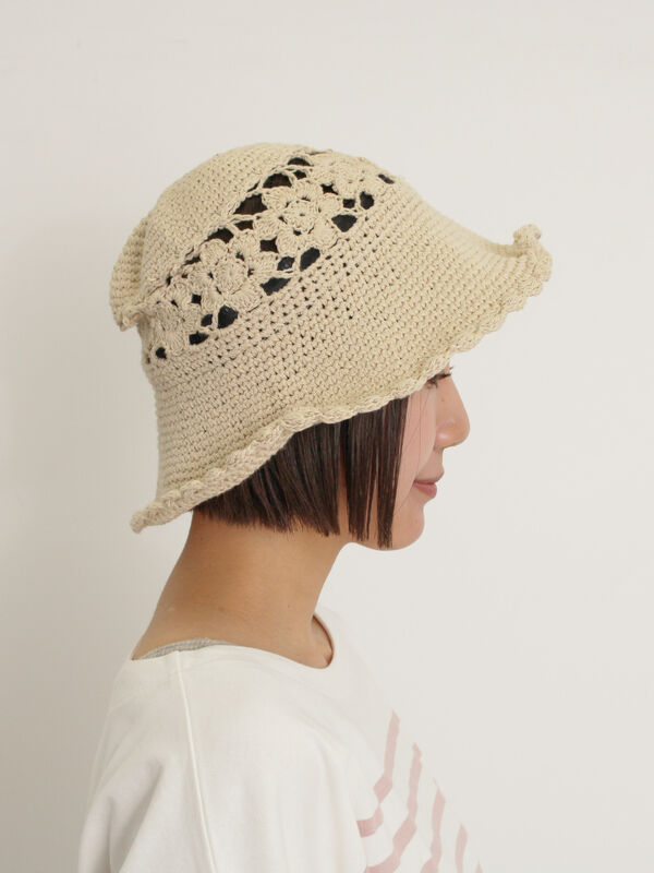 セール】 モチーフニットハット（ブラック/キナリ/アクセサリー/ハット