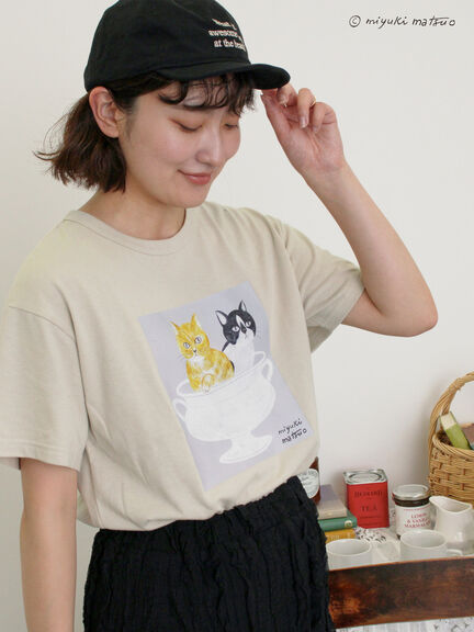 【miyuki matsuo×Samansa Mos2】Tシャツ（オフホワイト/ブラック/ベージュ）｜Samansa Mos2（サマンサ モスモス）通販