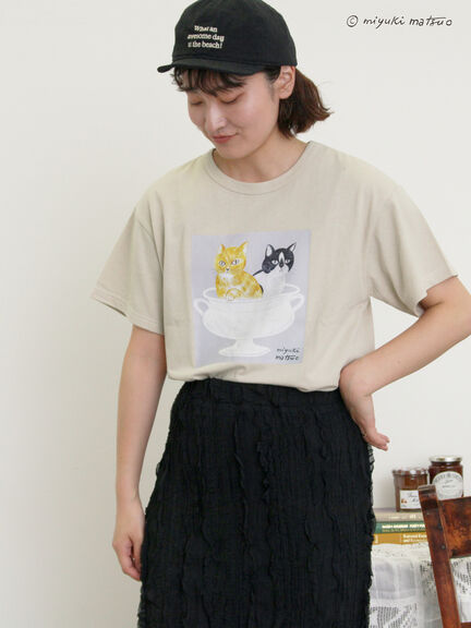 【miyuki matsuo×Samansa Mos2】Tシャツ（オフホワイト/ブラック/ベージュ）｜Samansa Mos2（サマンサ モスモス）通販