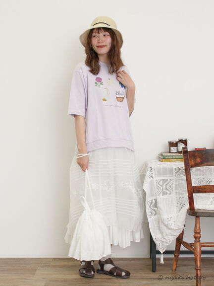 【miyuki matsuo×Samansa Mos2】タックTシャツ（オフホワイト/チャコールグレー/パープル）｜Samansa Mos2（サマンサ モスモス）通販