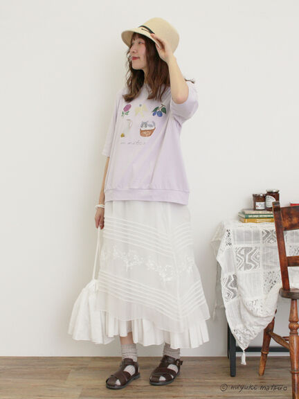 【miyuki matsuo×Samansa Mos2】タックTシャツ（オフホワイト/チャコールグレー/パープル）｜Samansa Mos2（サマンサ モスモス）通販