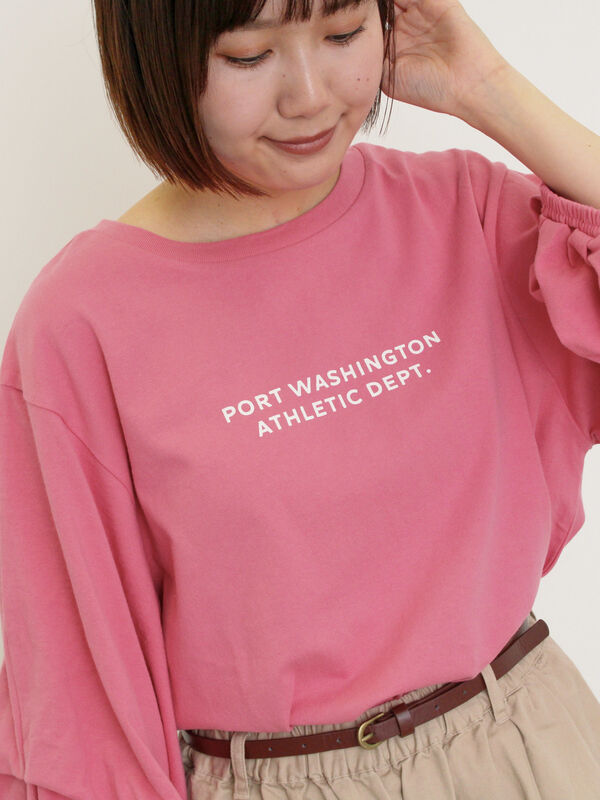 期間限定】 袖タックTシャツ（オフホワイト/チャコールグレー