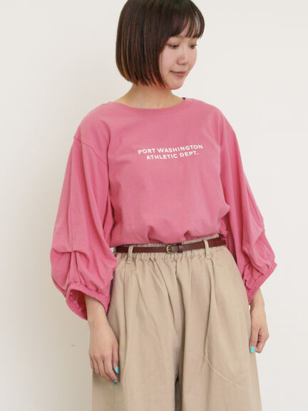 袖タックTシャツ（オフホワイト/チャコールグレー/ピンク/ブルー）｜Samansa Mos2（サマンサ モスモス）通販