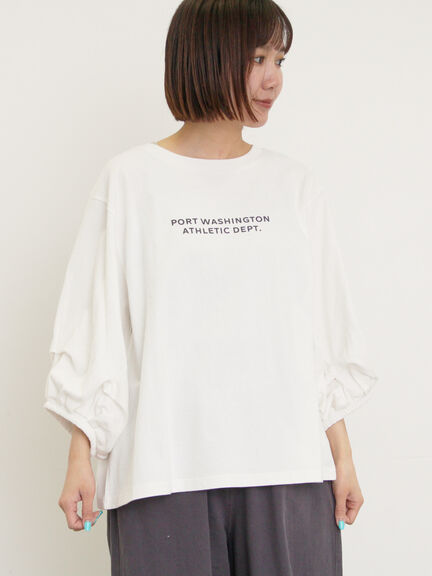 袖タックTシャツ（オフホワイト/チャコールグレー/ピンク/ブルー）｜Samansa Mos2（サマンサ モスモス）通販