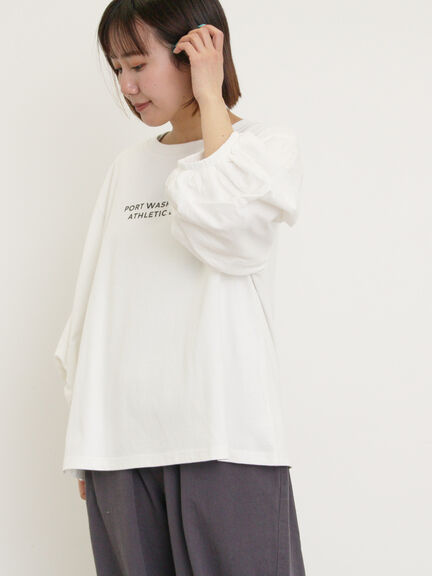 袖タックTシャツ（オフホワイト/チャコールグレー/ピンク/ブルー）｜Samansa Mos2（サマンサ モスモス）通販