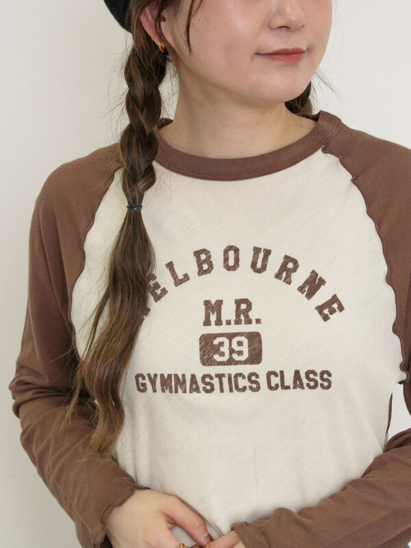 Mosa♡ セール】 シアーラグランロゴTシャツ（ブラック/レッド/ブラウン