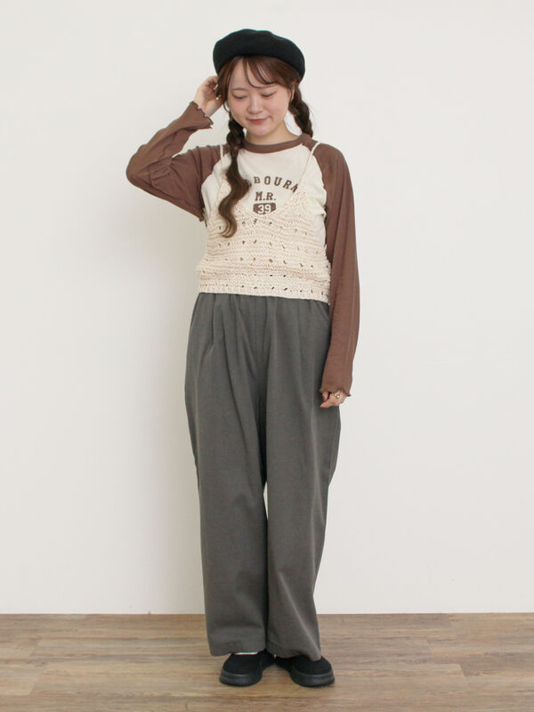 セール】 シアーラグランロゴTシャツ（ブラック/レッド/ブラウン