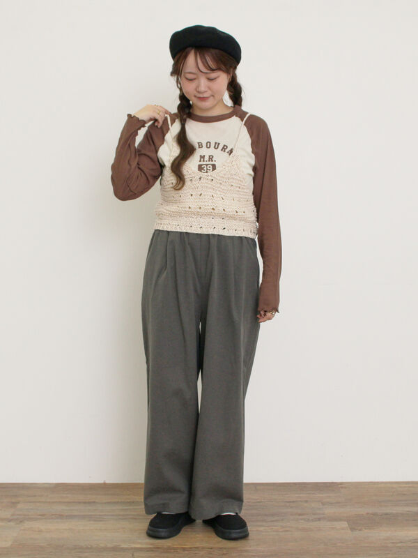 セール】 シアーラグランロゴTシャツ（ブラック/レッド/ブラウン