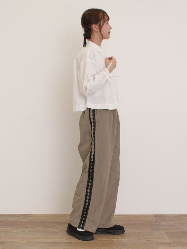 セール】 ナイロンレースラインパンツ（グレー/ネイビー/クリーム