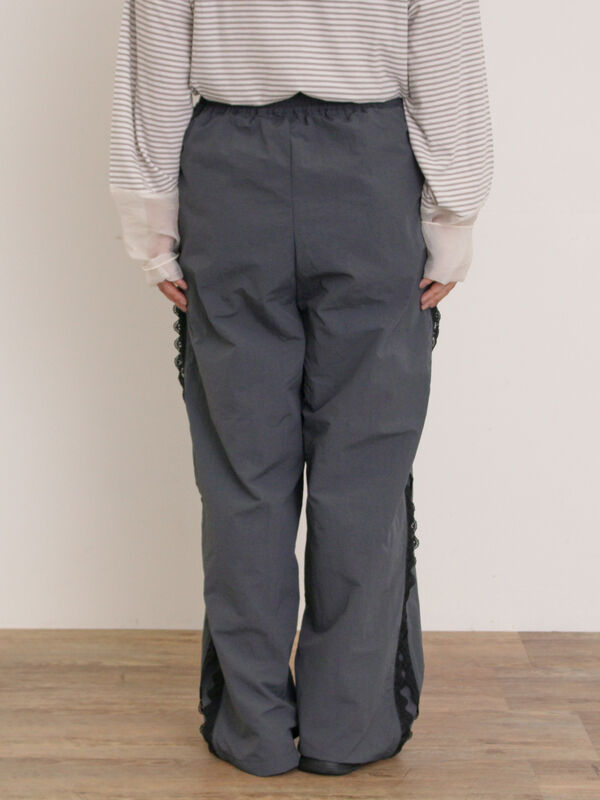 セール】 ナイロンレースラインパンツ（グレー/ネイビー/クリーム